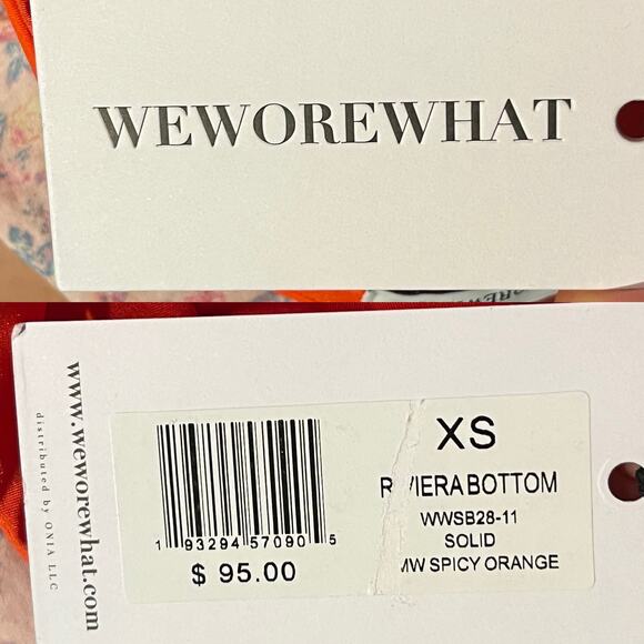 WEWOREWHAT Riviera Bikini Bottom Spicy Orange High Waist Self Tie Swim XS NWT - Picture 6 of 10